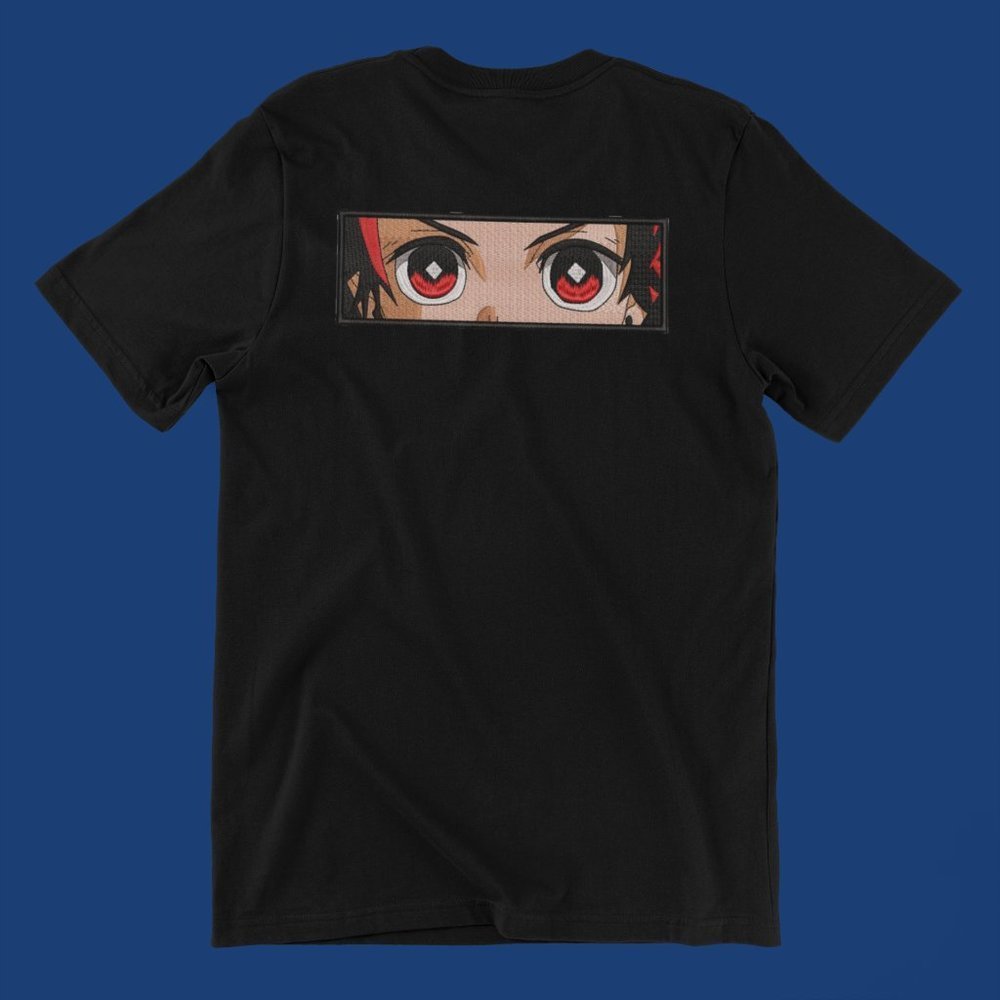 New- White/black Embroidered Tanjiro Kamado anime box T-shirt